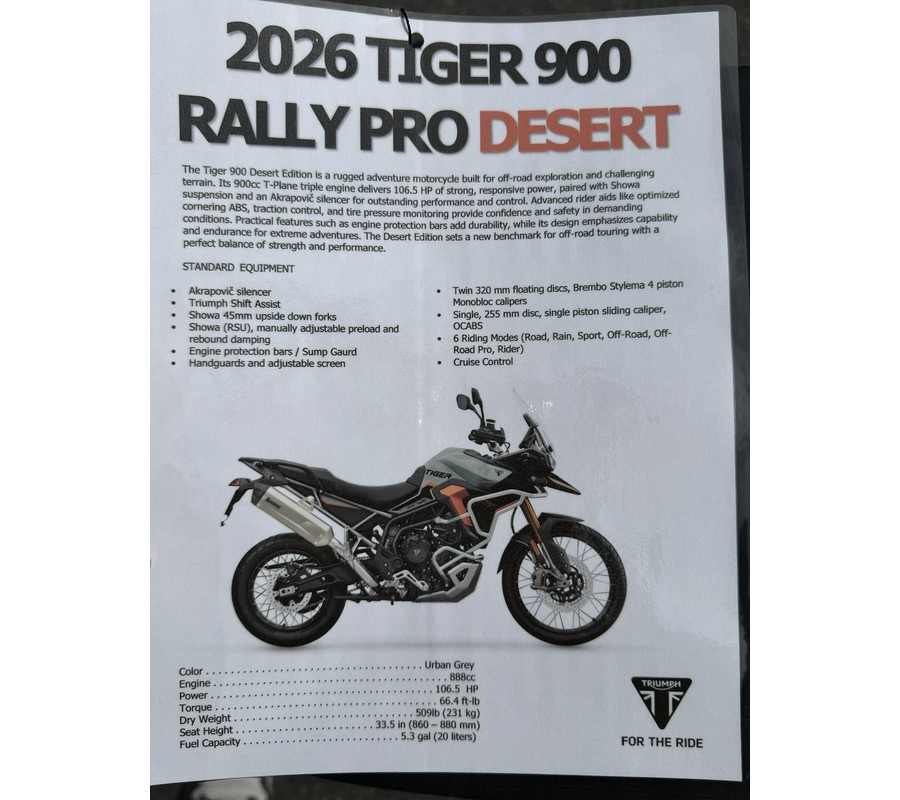 2026 Triumph Tiger 900 Desert Edition
