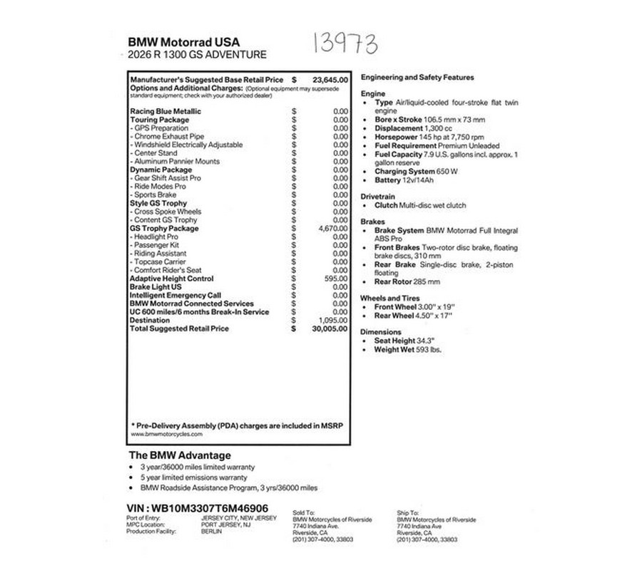 2026 BMW R1300GSA Inventory - Get 4.9% APR financing or up to $1,300 off MSRP on select 2026 models*