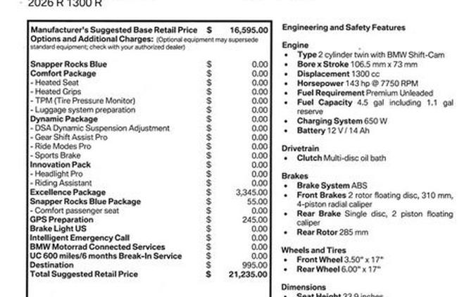2026 BMW R1300R Inventory - Military & First Responders get up to $700 off MSRP on select BMW motorcycles.*