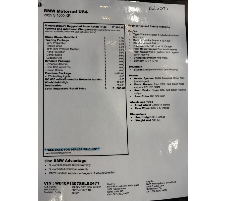 2025 BMW Motorrad S 1000 XR Black Storm Metallic 2
