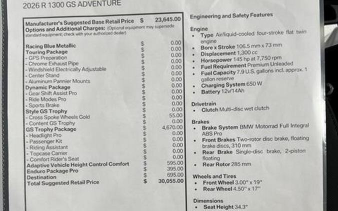 2026 BMW R 1300 GS Adventure