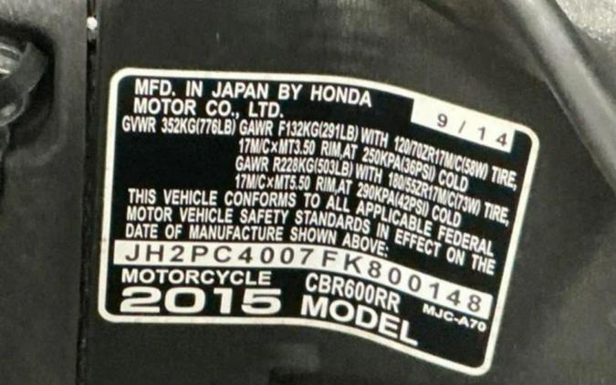 2015 Honda CBR600RRF