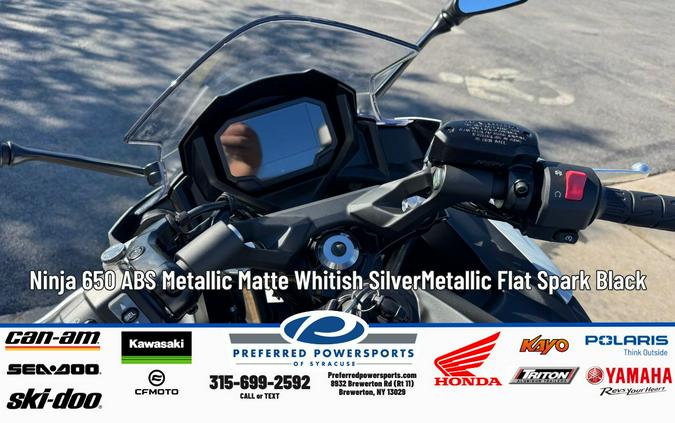 2026 Ninja 650 ABS Metallic Matte Whitish Silver/Metallic Flat Spark BlackWhite - Kawasaki