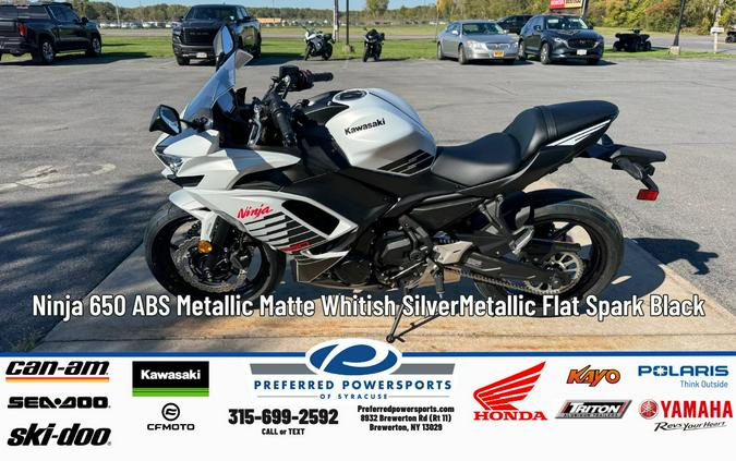 2026 Ninja 650 ABS Metallic Matte Whitish Silver/Metallic Flat Spark BlackWhite - Kawasaki
