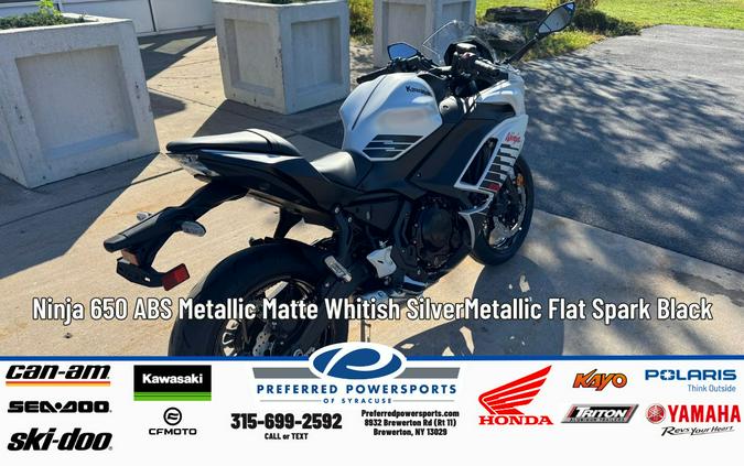 2026 Ninja 650 ABS Metallic Matte Whitish Silver/Metallic Flat Spark BlackWhite - Kawasaki