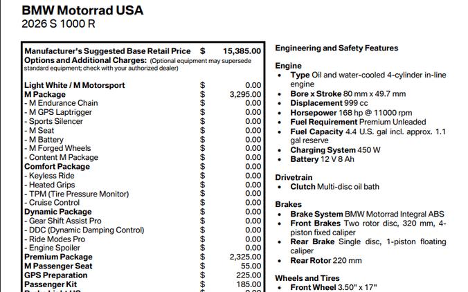 2026 BMW S 1000 R