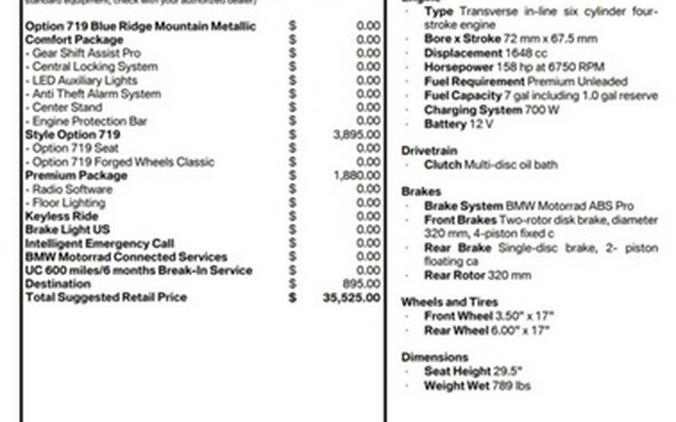 2026 BMW K 1600 GTL Option 719