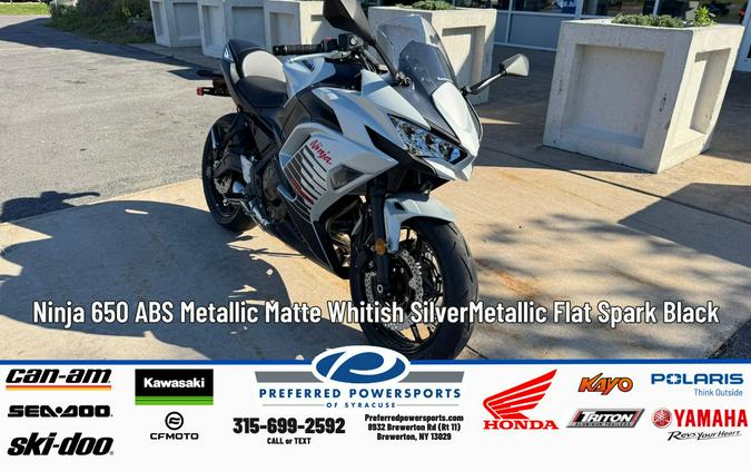 2026 Ninja 650 ABS Metallic Matte Whitish Silver/Metallic Flat Spark Black - Kawasaki
