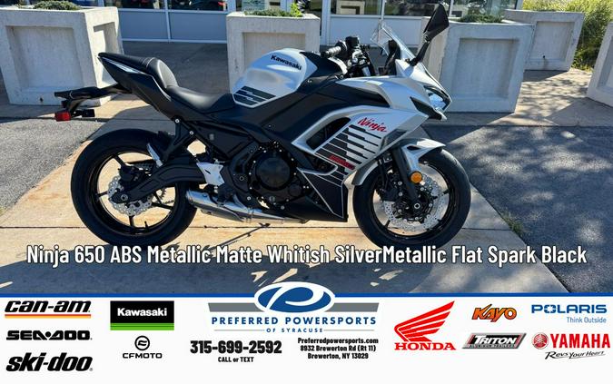 2026 Ninja 650 ABS Metallic Matte Whitish Silver/Metallic Flat Spark Black - Kawasaki
