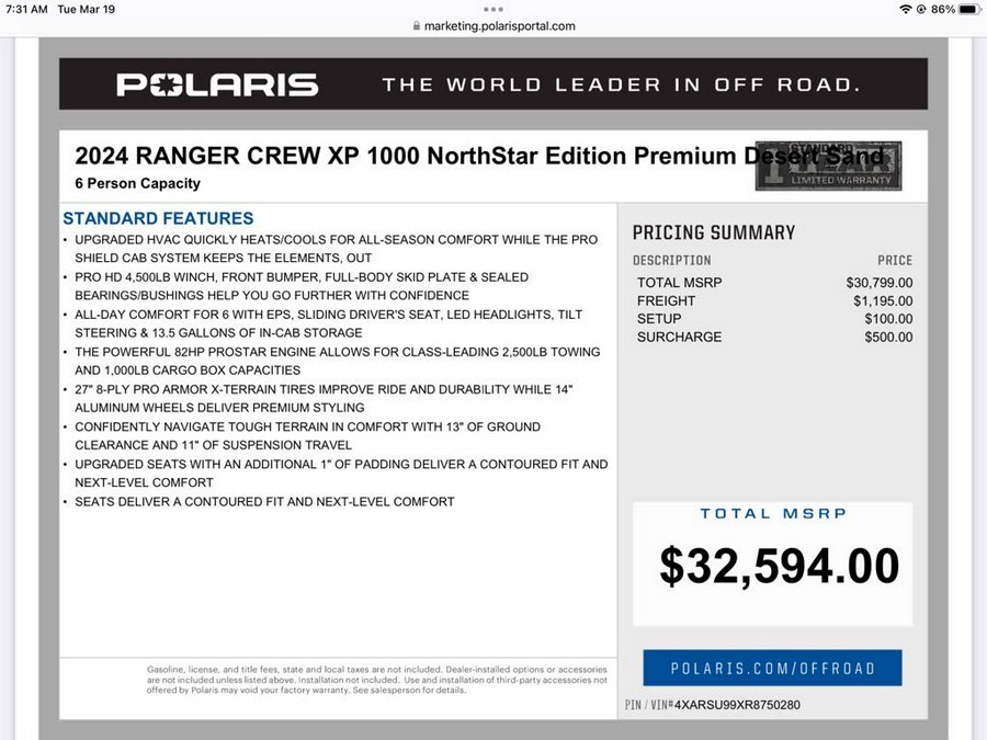 2024 Polaris Industries Ranger® Crew XP 1000 NorthStar Edition Premium