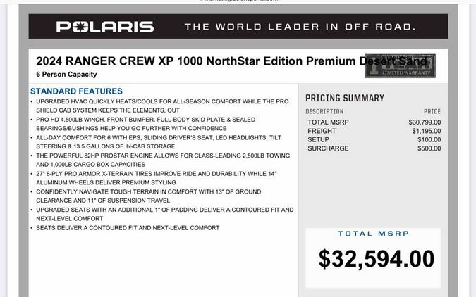 2024 Polaris Industries Ranger® Crew XP 1000 NorthStar Edition Premium