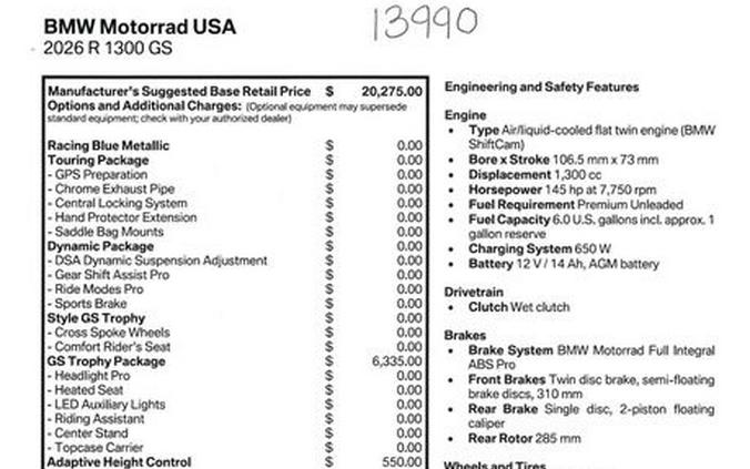 2026 BMW R1300GS Inventory - Get 4.9% APR financing or up to $1,300 off MSRP on select 2026 models*