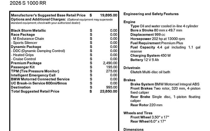 2026 BMW S 1000 RR