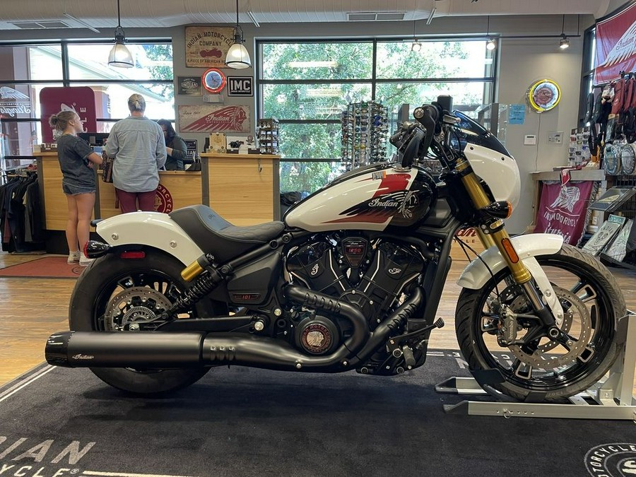 2025 Indian Motorcycle® 101 Scout® Ghost White Metallic with Graphics