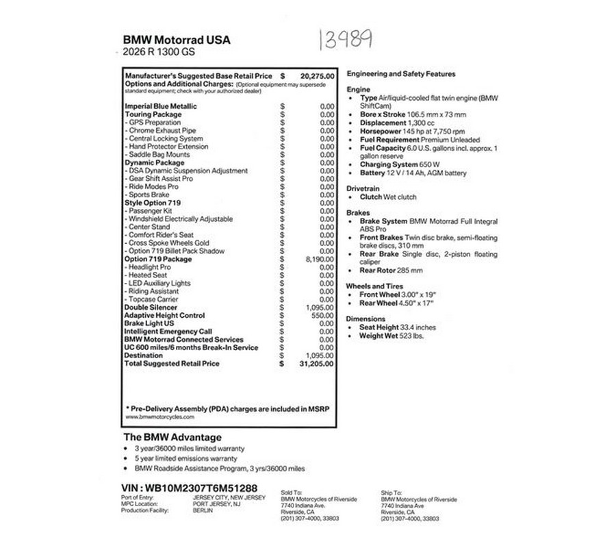 2026 BMW R1300GS Inventory - Get 4.9% APR financing or up to $1,300 off MSRP on select 2026 models*