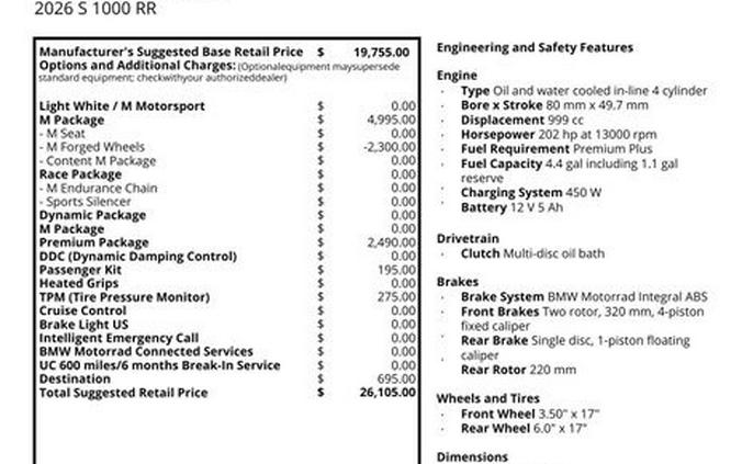 New 2026 BMW S 1000 RR