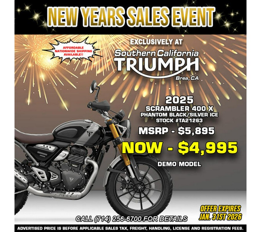 2025 Triumph Scrambler 400 X Phantom Black / Silver Ice