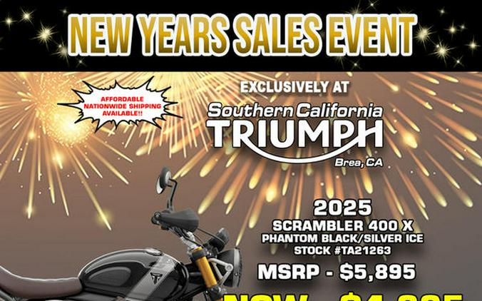 2025 Triumph Scrambler 400 X Phantom Black / Silver Ice