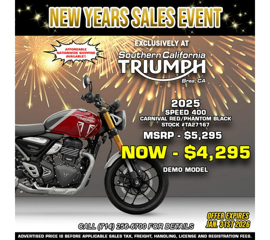 2025 Triumph Speed 400 Carnival Red / Storm Grey