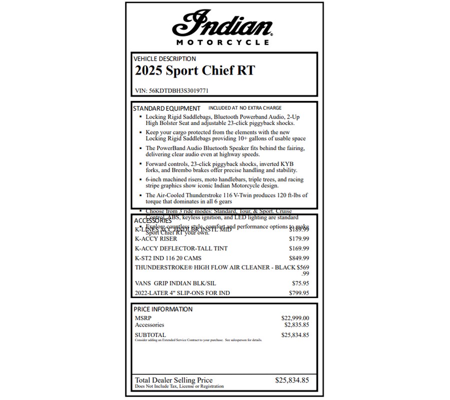 2025 Indian Motorcycle Sport Chief RT