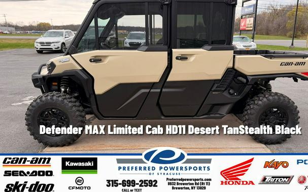 2026 Can-Am Defender MAX Limited Cab HD11 Desert Tan/Stealth Black