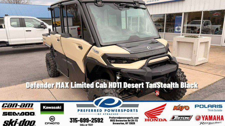 2026 Can-Am Defender MAX Limited Cab HD11 Desert Tan/Stealth Black
