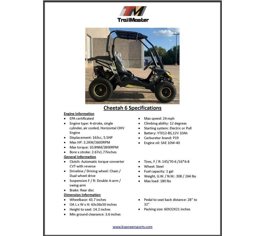2026 TRAILMASTER POWERSPORTS Cheetah 6
