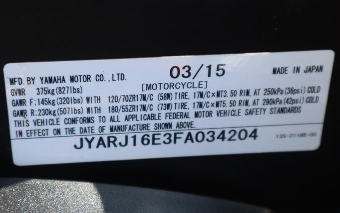 2015 Yamaha Motor Corp., USA YZF-R6