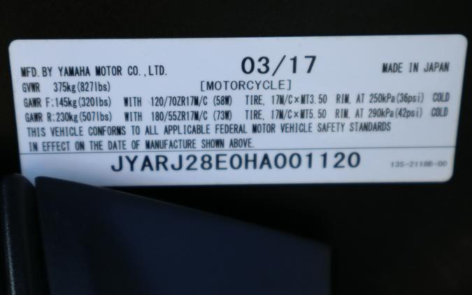 2017 Yamaha Motor Corp., USA YZF-R6