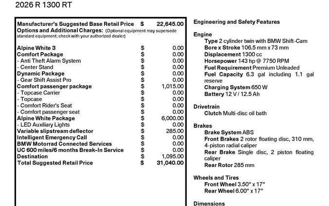 2026 BMW R1300RT