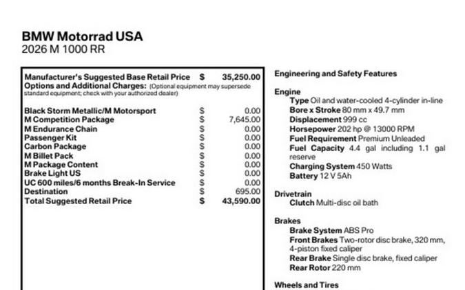 2026 BMW M 1000 RR Blackstorm metallic/M Motorsport
