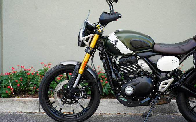 2024 Triumph Scrambler 400 X Matte Khaki Green / Fusion White