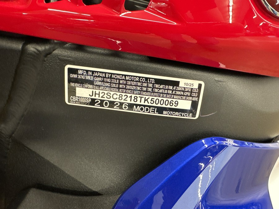 2026 Honda CBR1000RR-R Fireblade SP