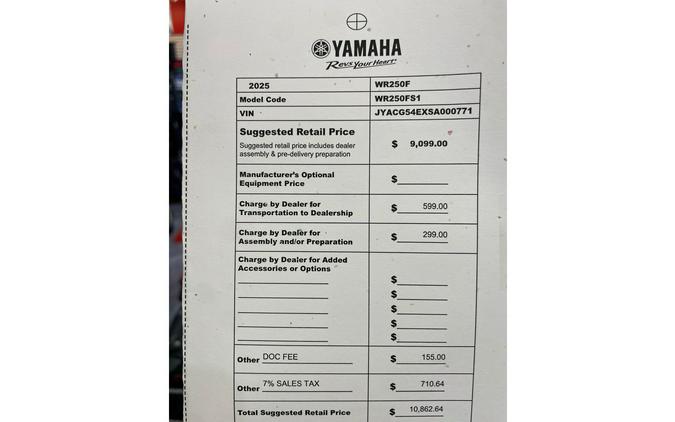 2025 Yamaha WR250F