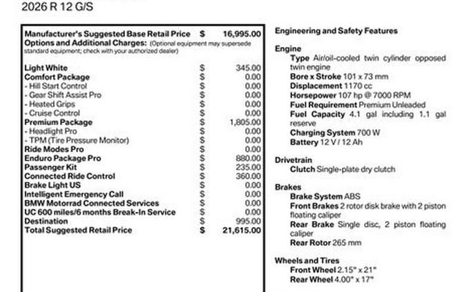 2026 BMW R 12 G/S