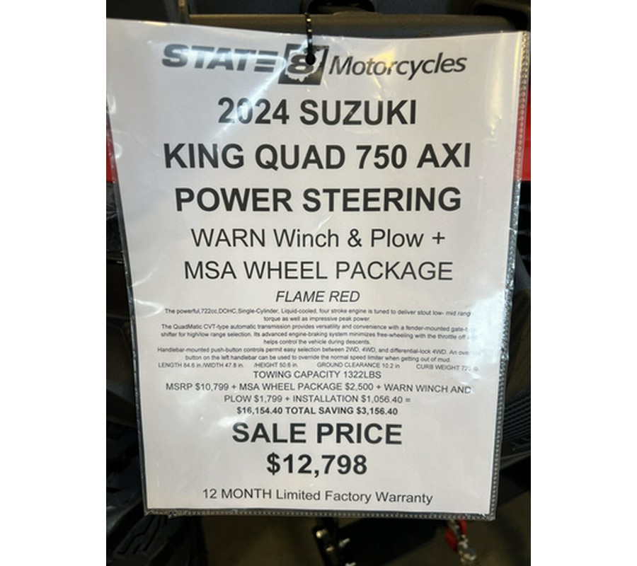 2024 Suzuki KingQuad 750 AXi Power Steering (LT-A750XPM4) + Wa