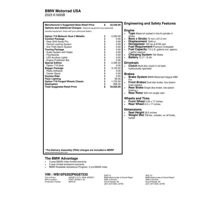 2023 BMW K 1600 B 719 Midnight’s