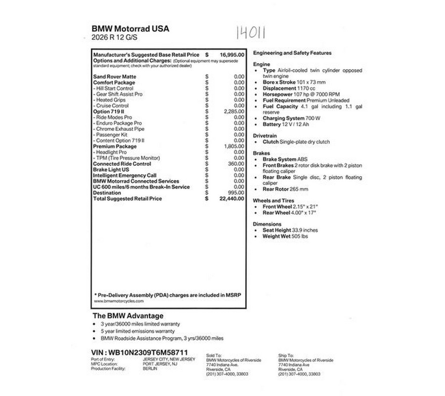 New 2026 BMW R12GS
