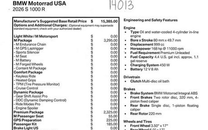 New 2026 BMW S 1000 R