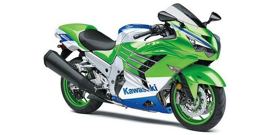 New 2024 KAWASAKI NINJA ZX14R 40TH ANNIVERSARY EDITION ABS LIME GREEN AND PEARL CRYSTAL WHITE AND BLUE