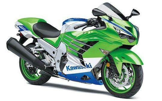 New 2024 KAWASAKI NINJA ZX14R 40TH ANNIVERSARY EDITION ABS LIME GREEN AND PEARL CRYSTAL WHITE AND BLUE