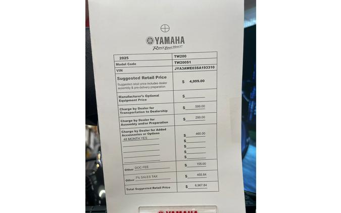 2025 Yamaha TW200 TW200S1