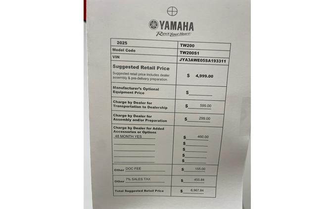 2025 Yamaha TW200 TW200S1