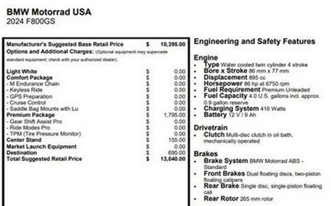 2024 BMW F 800 GS