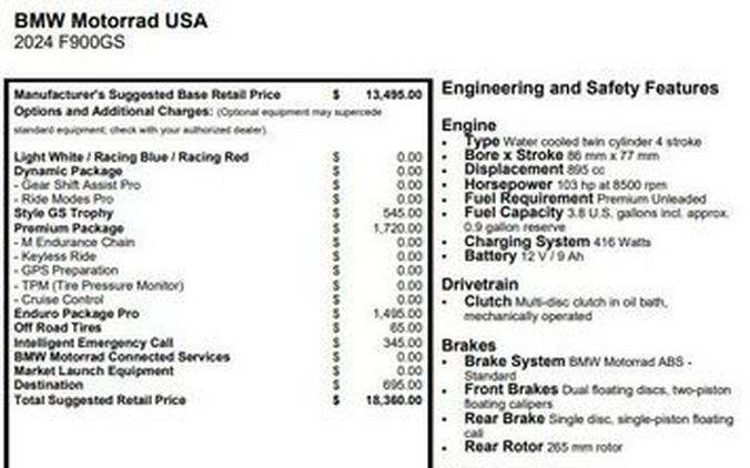 2024 BMW F 900 GS