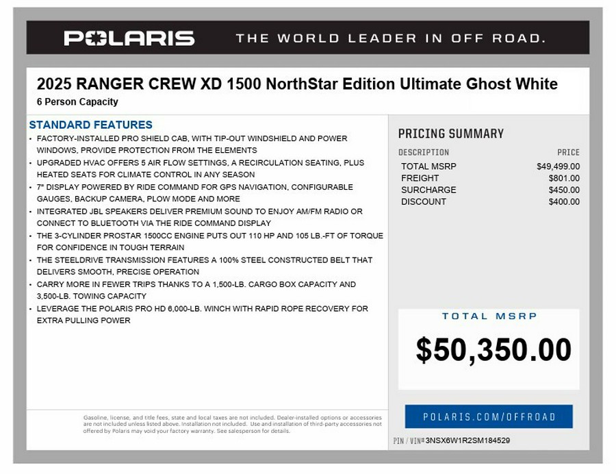 2025 Polaris Ranger® Crew XD 1500 NorthStar Edition Ultimate