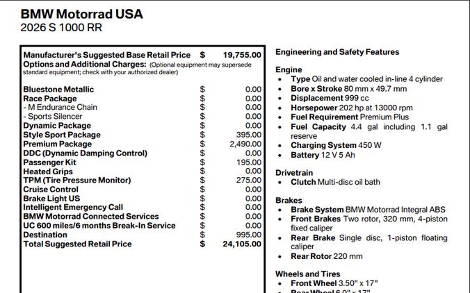 2026 BMW S 1000 RR