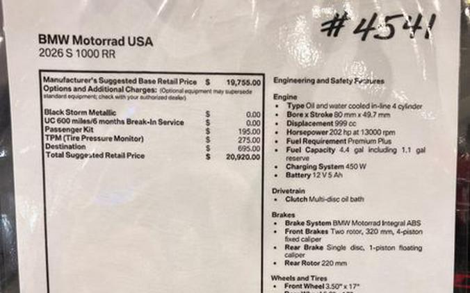 New 2026 BMW S 1000 RR