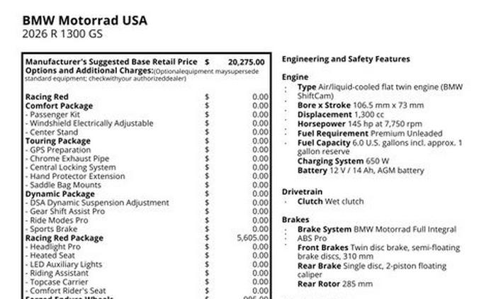 New 2026 BMW R 1300 GS