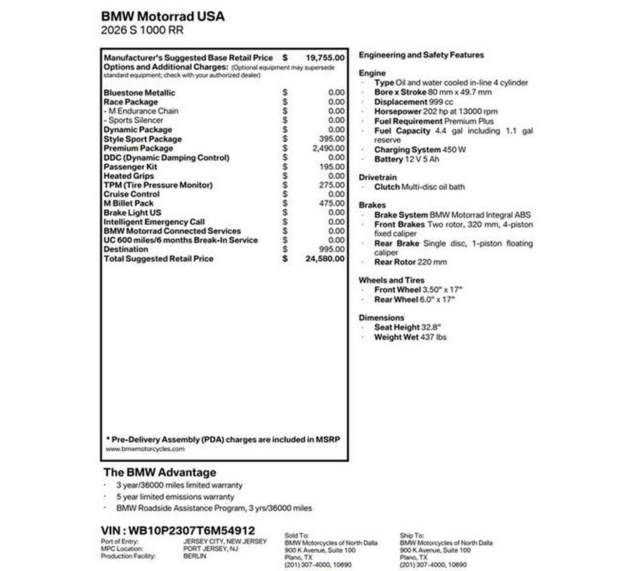 2026 BMW S 1000 RR Sport